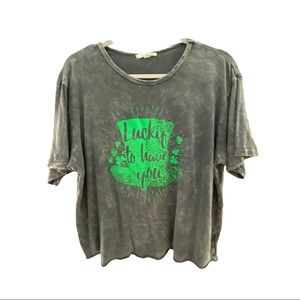 Caution To The Wind/Lucky To Have You Crop Tee/ Size Large